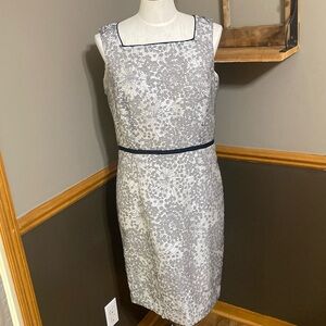 Ann Taylor black, gray & white square neck floral tank dress size 14
